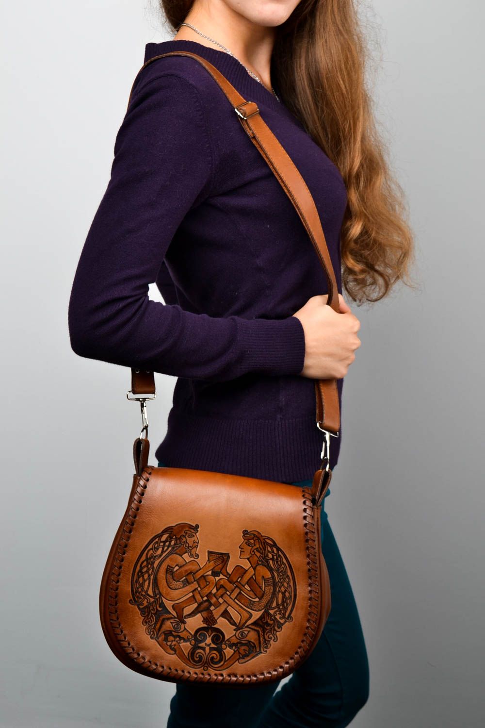Designer Tasche handmade Frauen Geschenk Damen Accessoire mit Muster braun foto 1