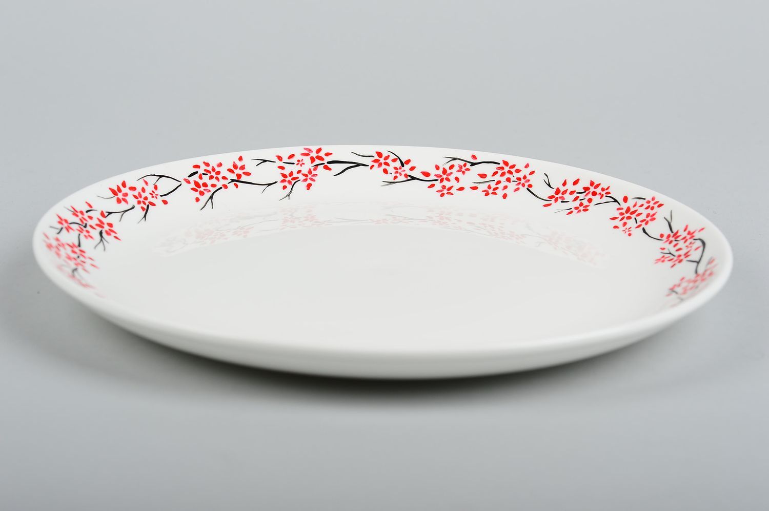 Assiette décorative Déco fait main à bord motif floral Vaisselle déco céramique photo 3