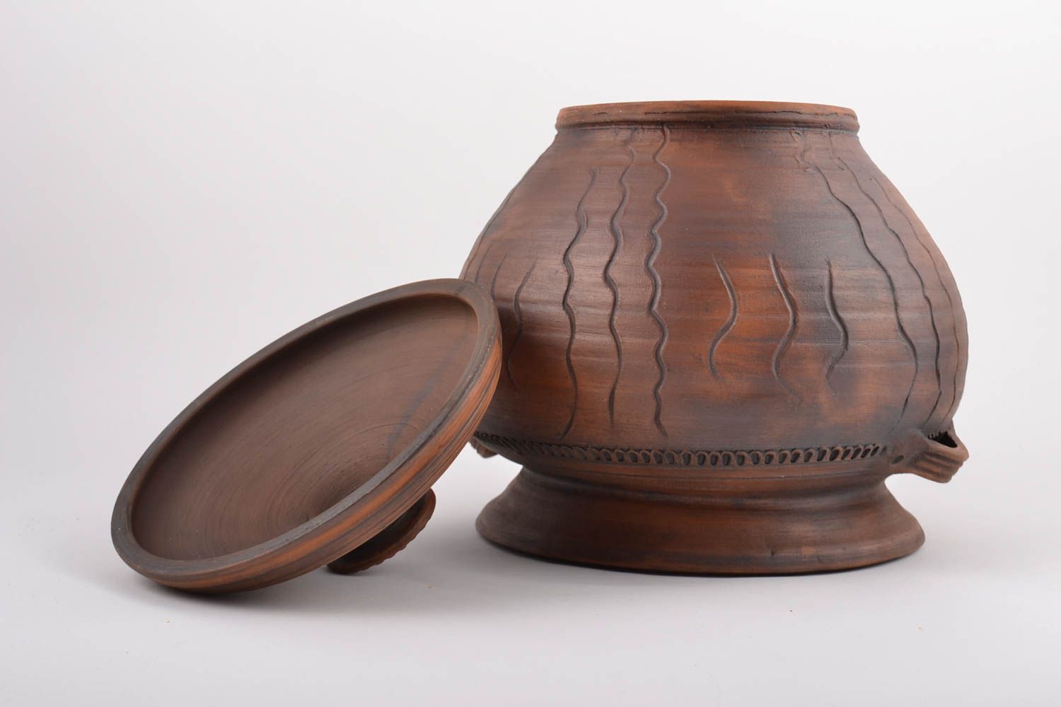 Joli pot en céramique dans le style ethnique fait main avec couvercle 6 litres photo 5