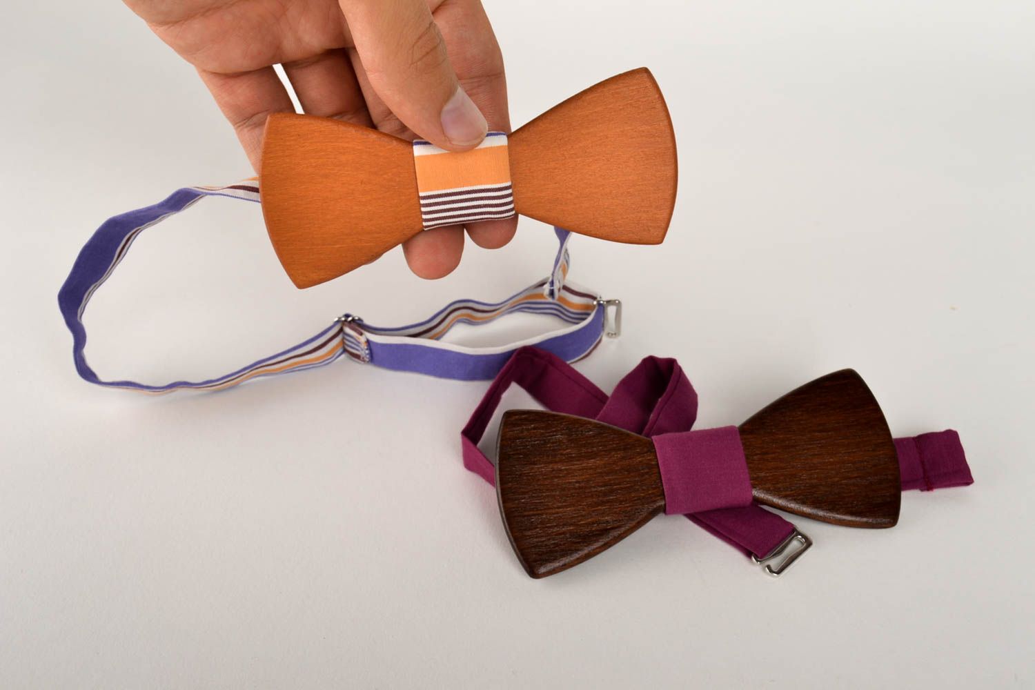 Handmade designer bow tie unusual stylish accessory 2 beautiful bow ties photo 5