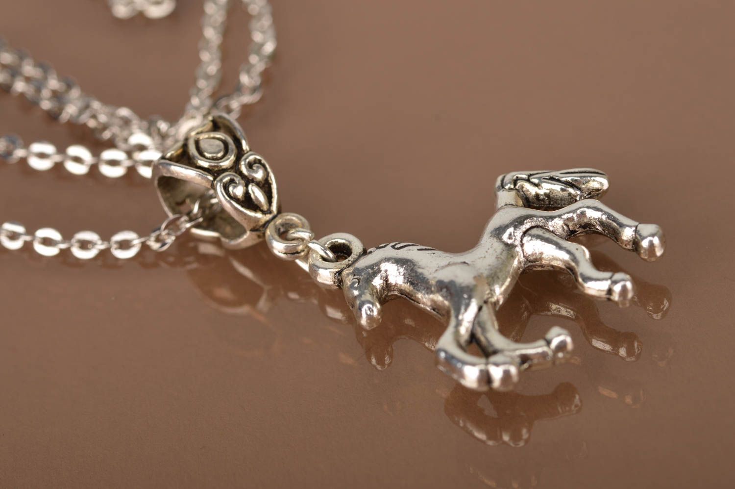 Unusual handmade metal pendant horse designer accessories for girls gift ideas photo 4
