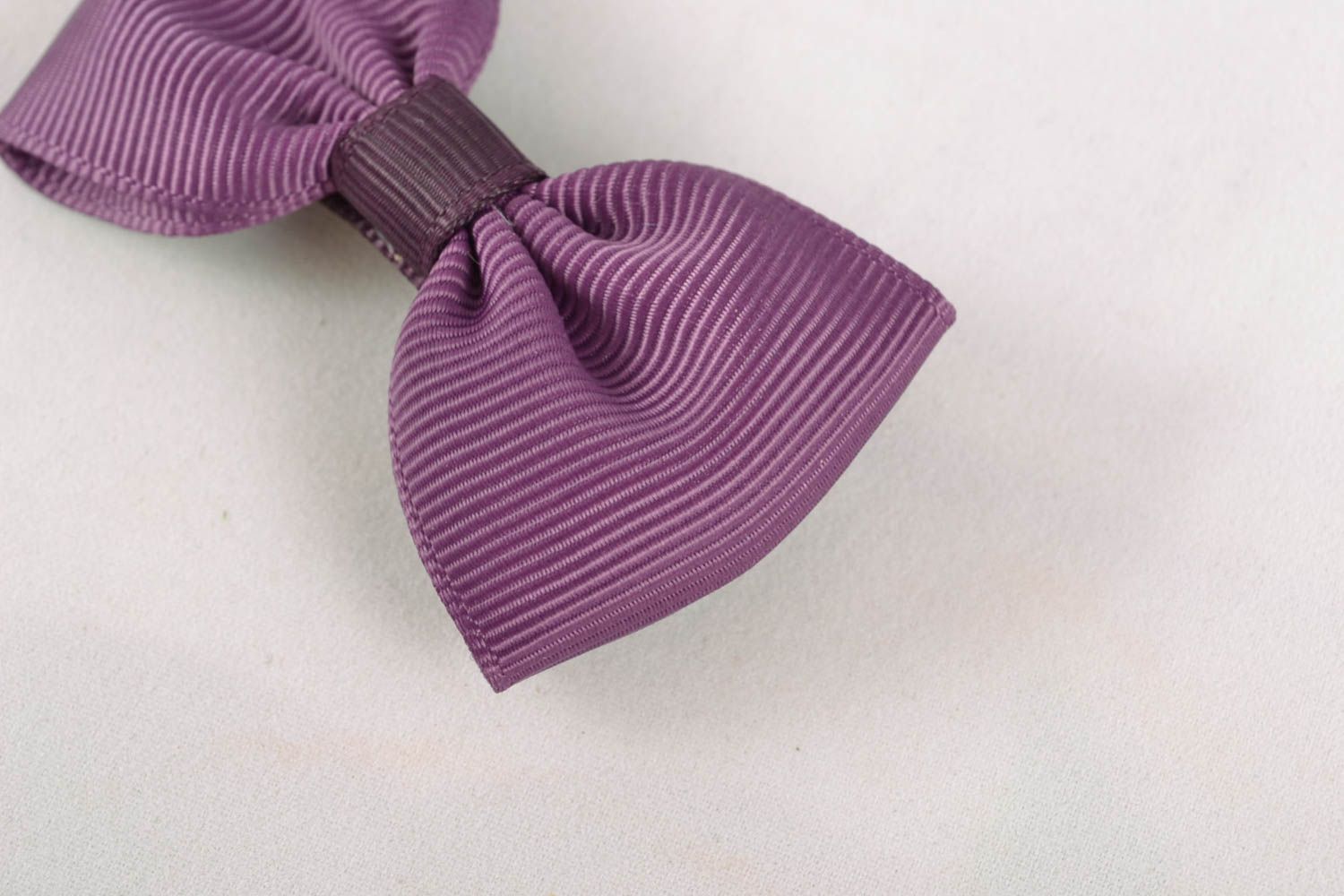 Barrette à cheveux noeud en rubans de reps violets original fait main  photo 4