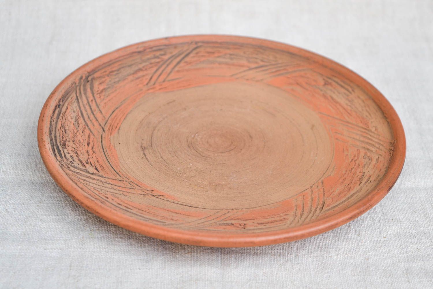 Handmade clay plate large ceramic dish eco friendly tableware kitchen pottery photo 4
