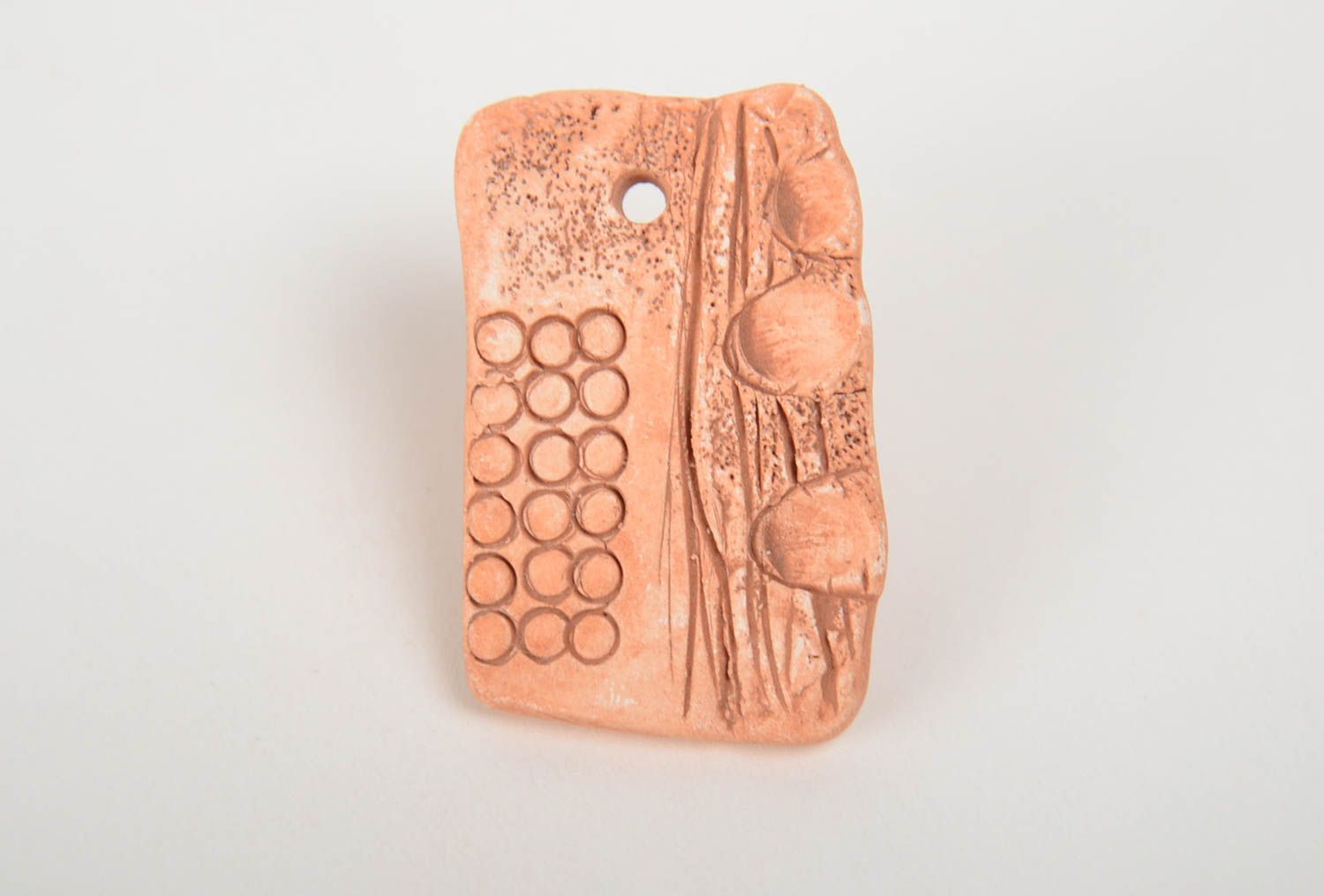 Unusual handmade DIY clay blank for pendant making beautiful relief photo 2