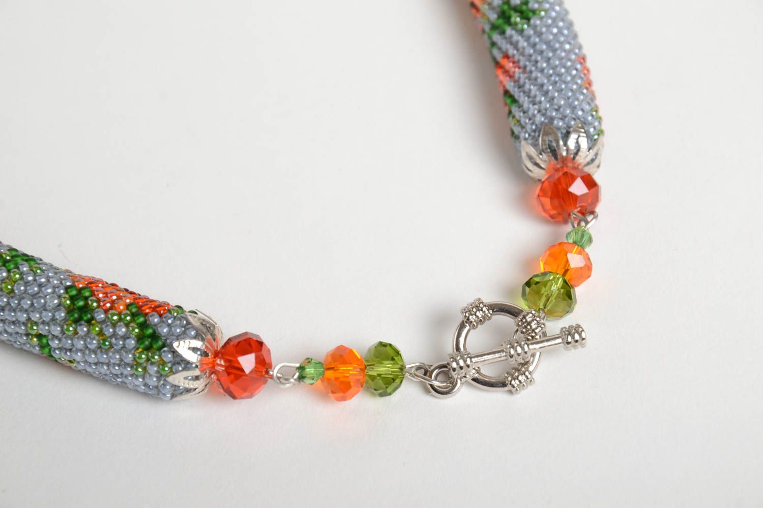 Exclusive handmade necklace beaded lovely accessory beautiful cute jewelry photo 4
