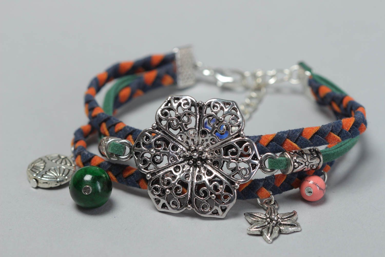 Handmade leather bracelet with charms fashion accessories jewelry designs photo 3