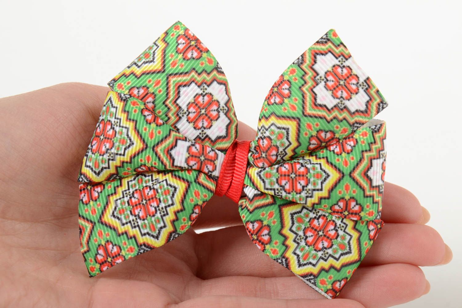 Hairpin made of rep ribbons for baby girl handmade designer barrette photo 3