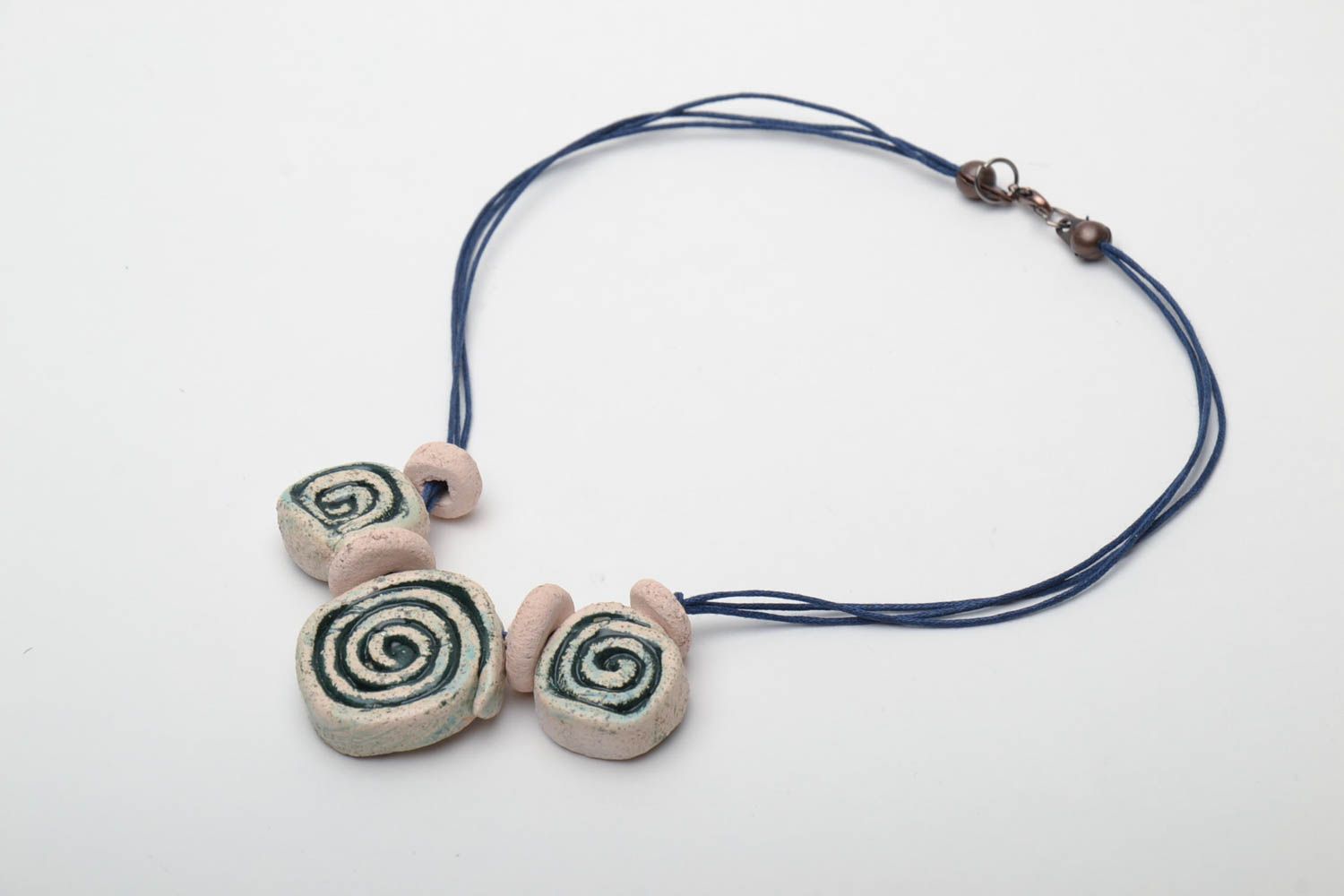 Ceramic necklace painted with engobes and glaze photo 2