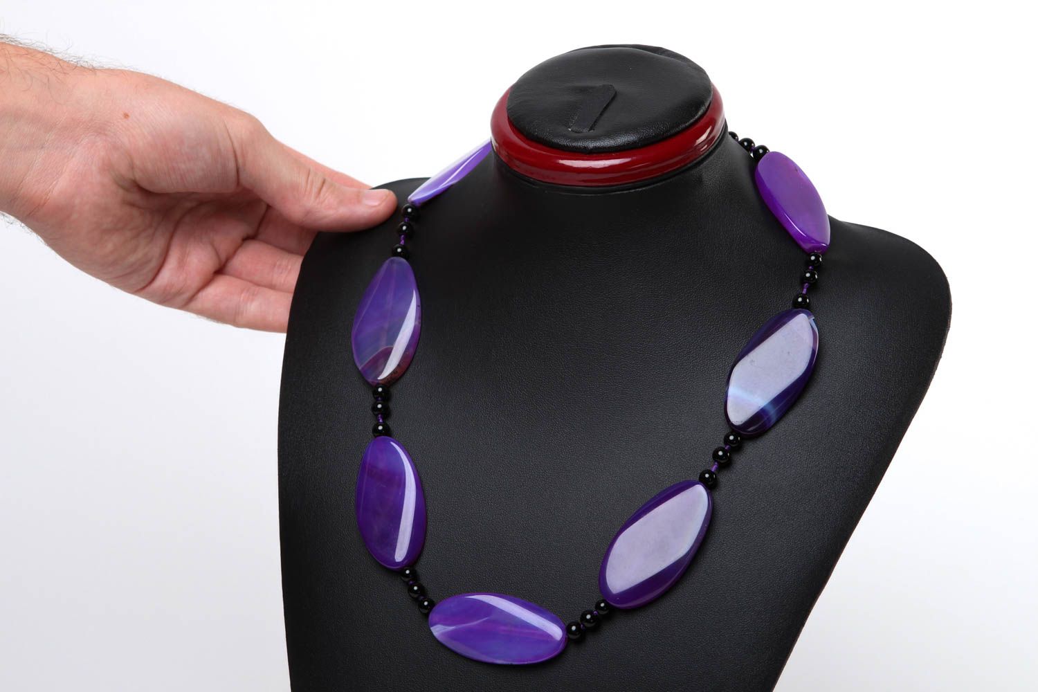 Collier pierres naturelles Bijou fait main agate violet Accessoire femme photo 5