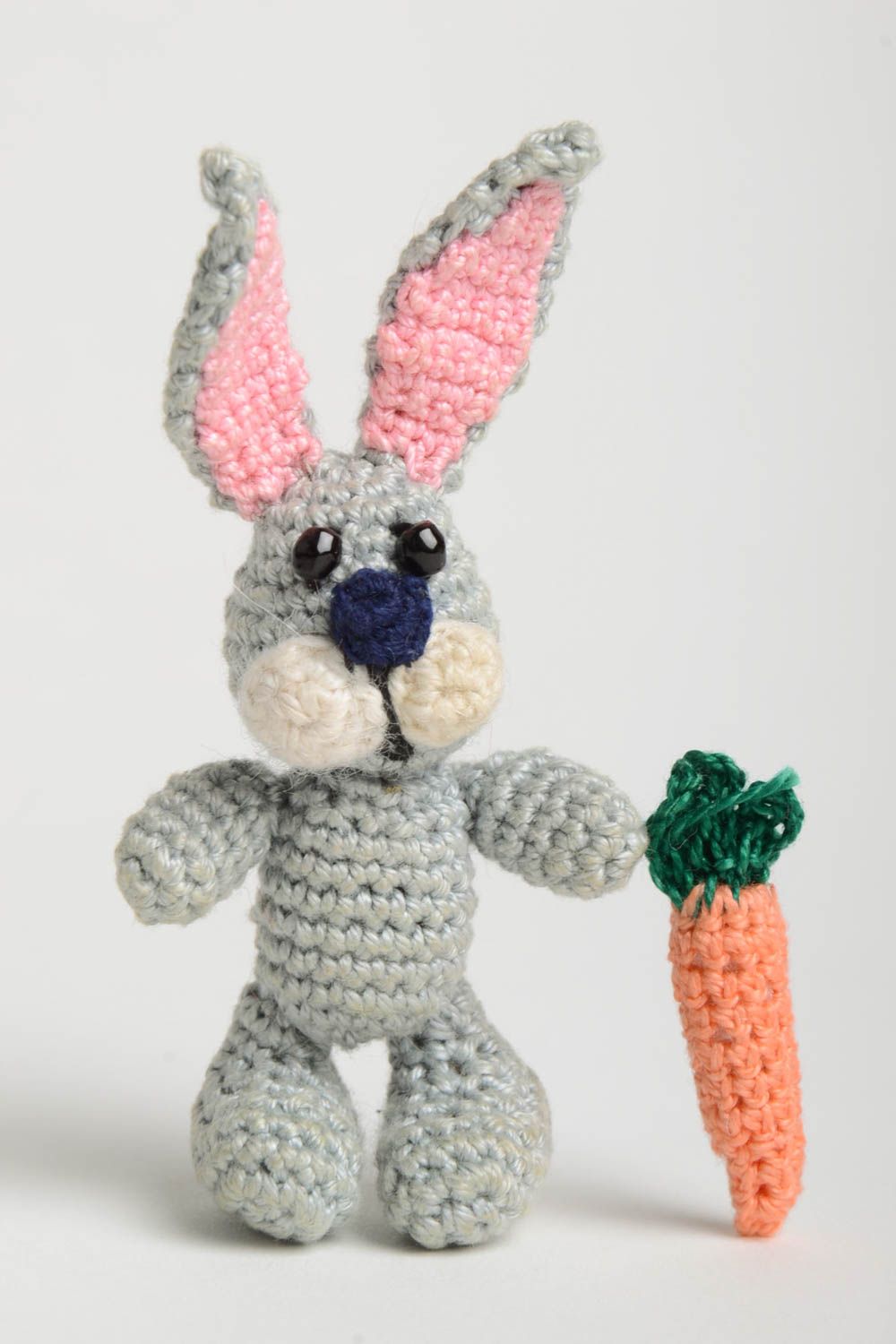 Crocheted handmade soft toy textile toy rabbit unusual present for kids photo 2