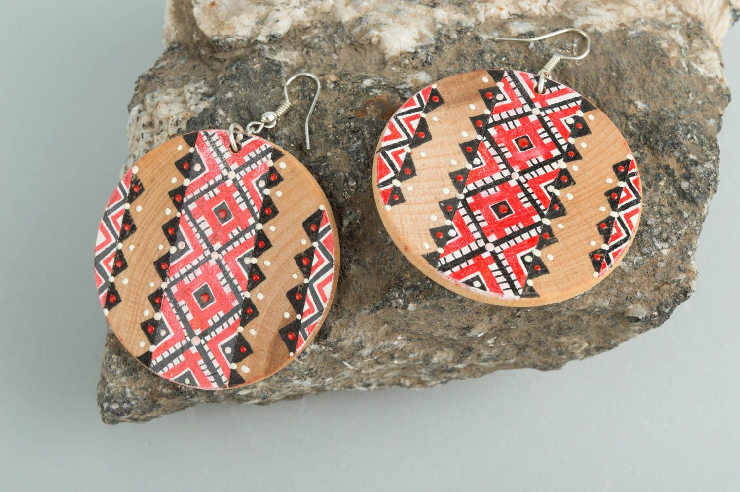 Stylish earrings handmade jewelry wooden jewelry designer accessories gift ideas photo 1