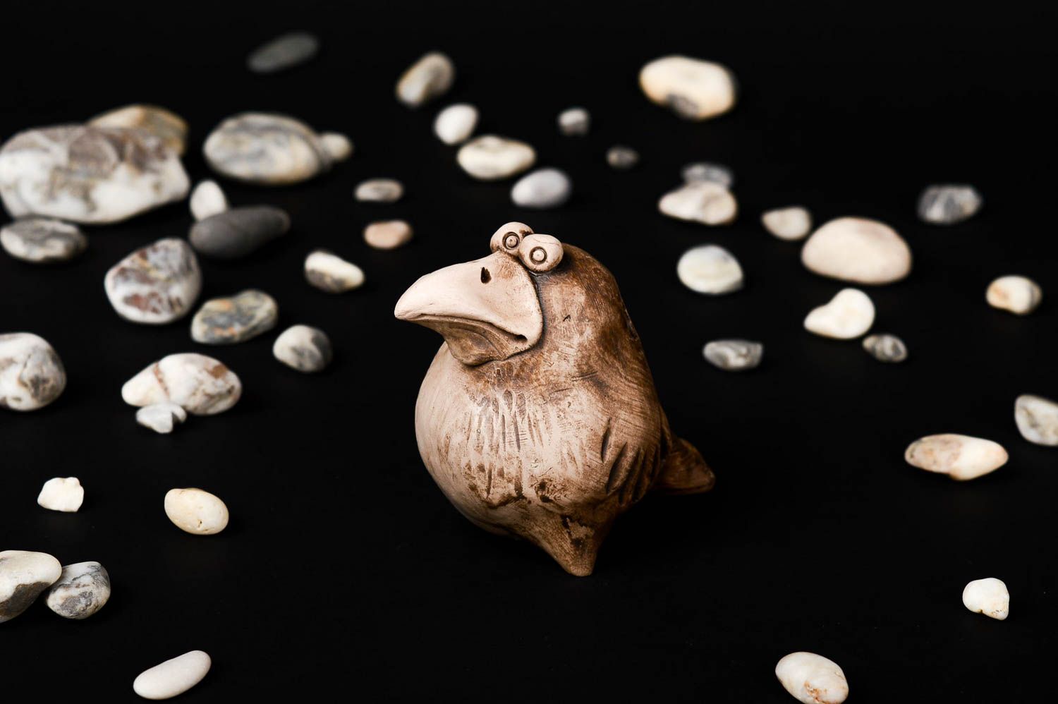Sifflet oiseau d'eau avec corde, artisanat en argile, en céramique