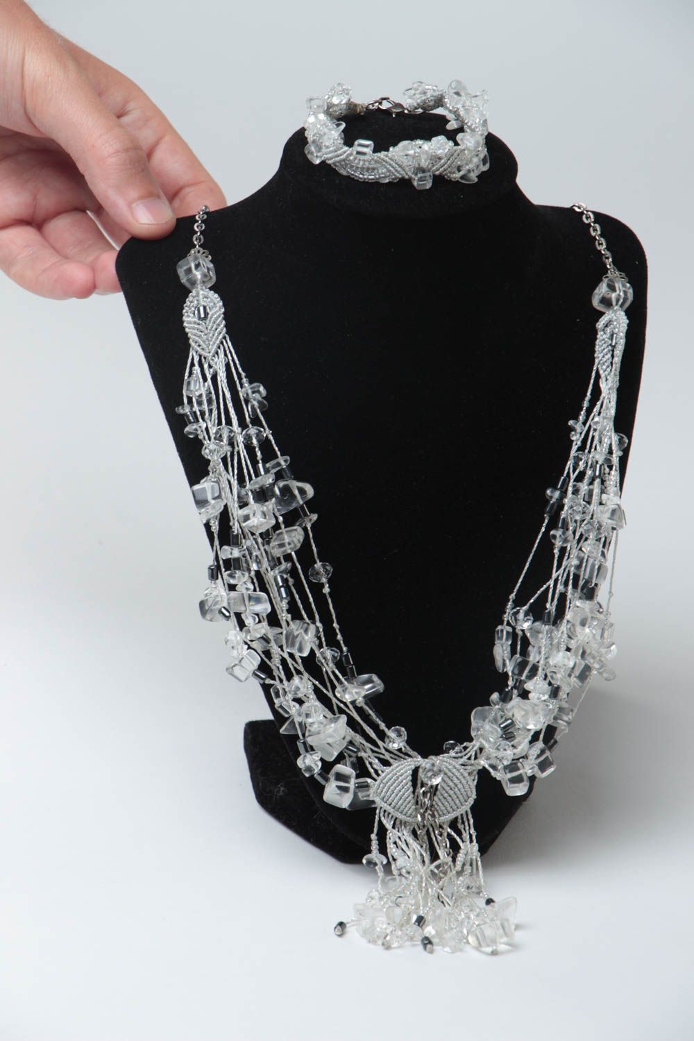 Macrame jewelry woven bracelet handmade necklace for women stylish jewelry photo 5