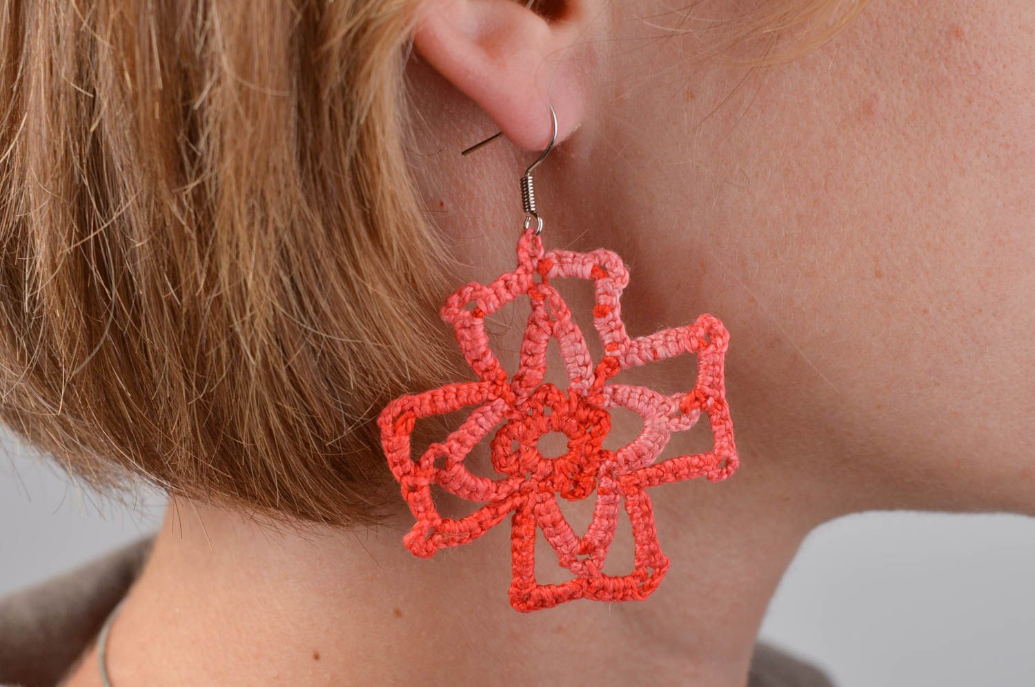 Large earrings crocheted earrings handmade earrings crocheted jewelry photo 1