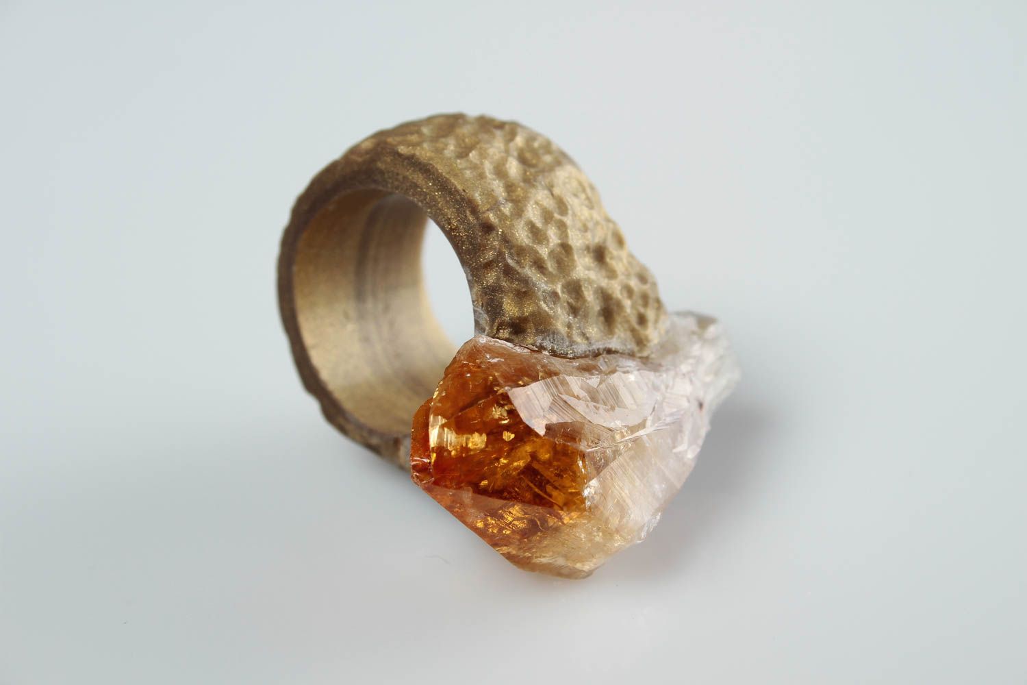 Handmade ring polymer clay jewelry ring gift amber ring beautiful handmade ring  photo 2