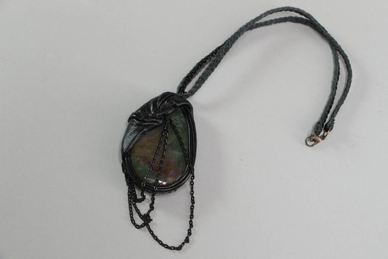 Leather pendant with a bloodstone Rockstar photo 1