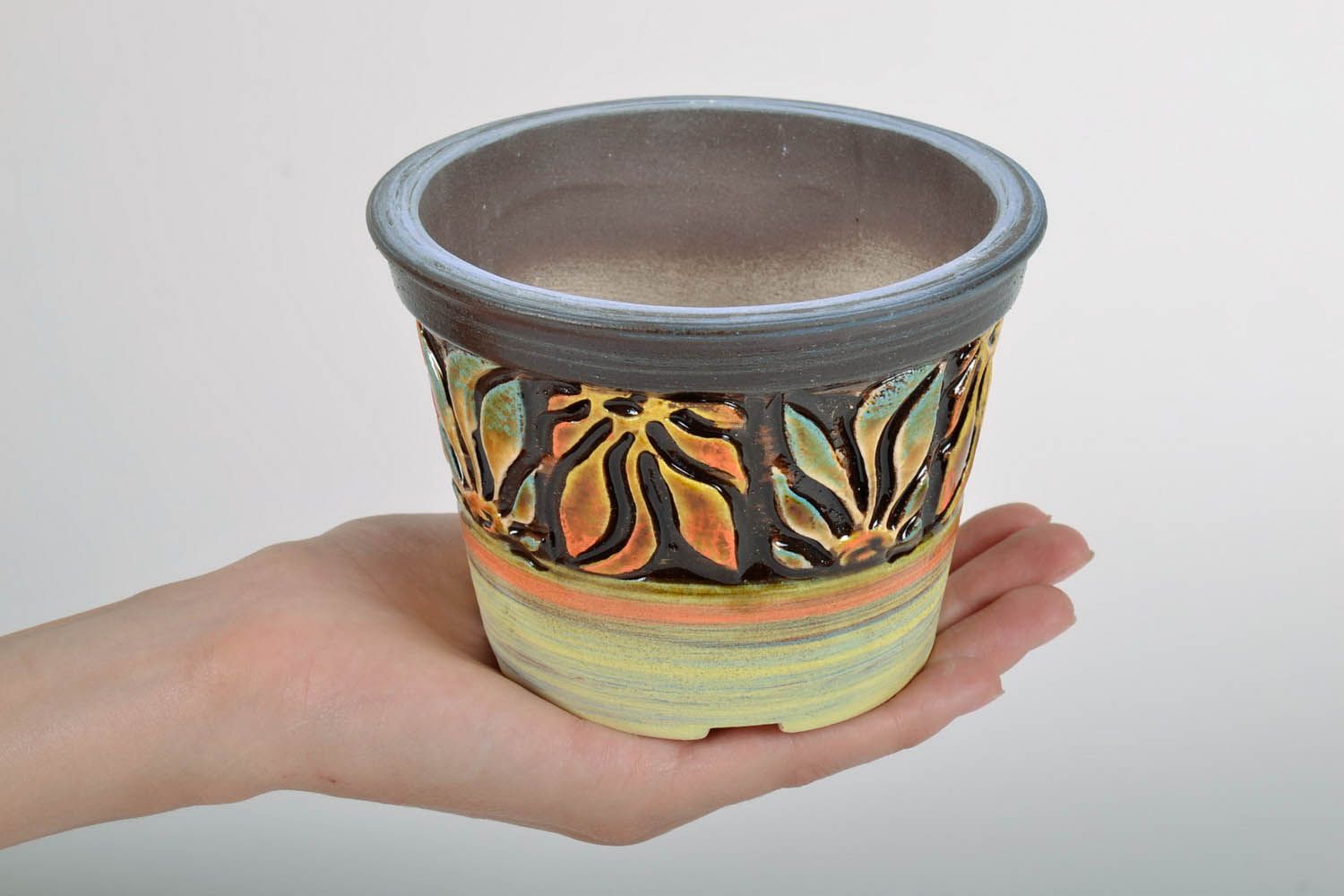 Vaso in ceramica per piante fatto a mano vaso per fiori con sottovaso  foto 5