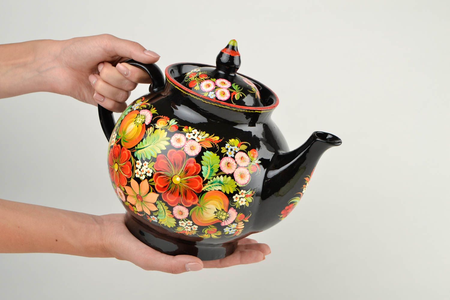 Teekanne aus Porzellan handmade Küchen Zubehör originelles Geschenk bemalt schön foto 2