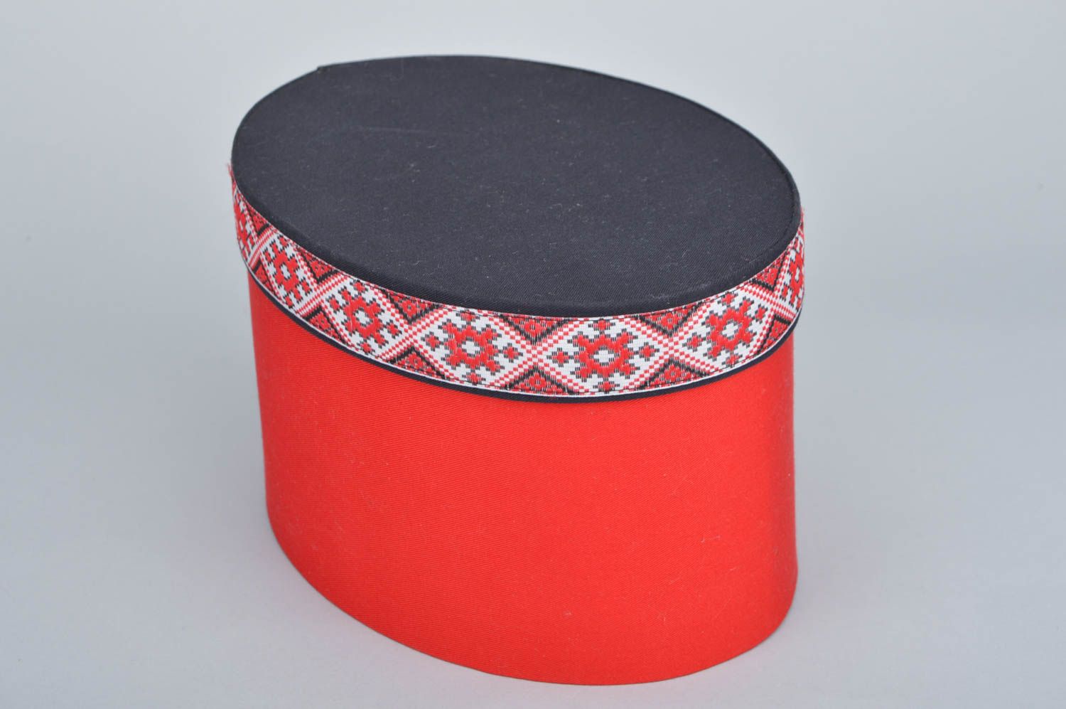 Handmade big oval box stylish red jewelry box interior decor present box photo 2