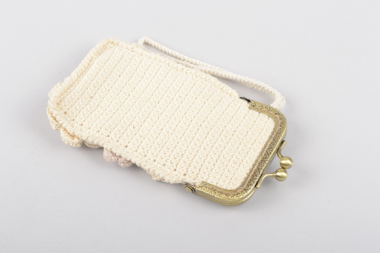 Étui portable fait main Accessoire portable Cadeau original fils coton crochet photo 3