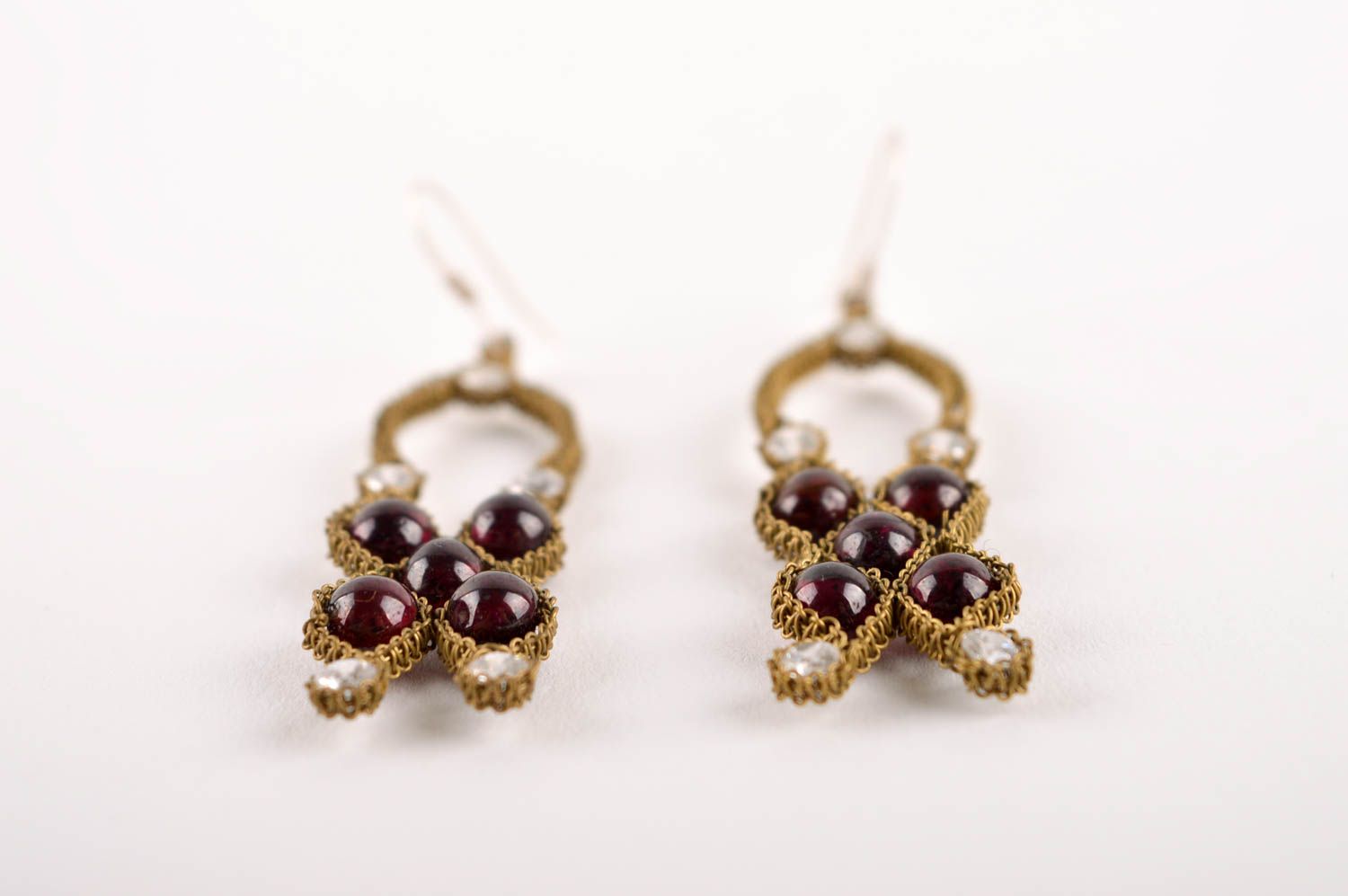 Beautiful handmade metal earrings gemstone earrings artisan jewelry designs photo 3