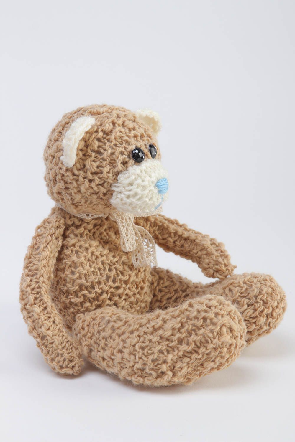 Jouet tricoté Peluche faite main ourson brun en fils au crochet Cadeau enfant photo 2