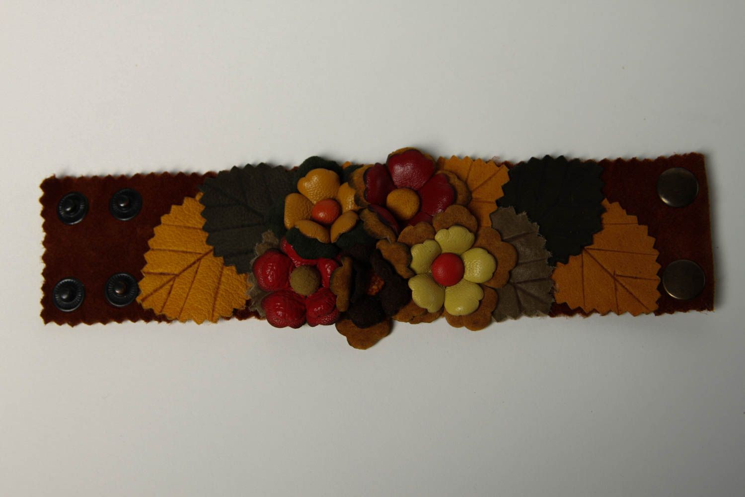 Handmade breites Lederarmband Schmuck mit Blumen Armband textil Mode Schmuck  foto 5