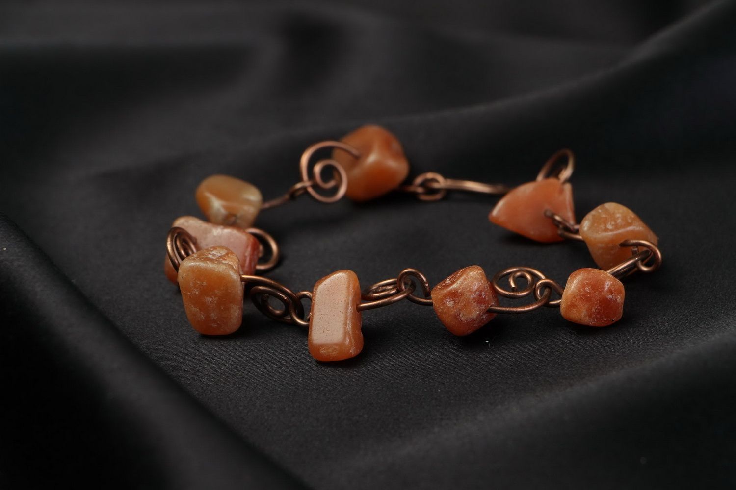 Copper Bracelet with Natural Stones photo 2