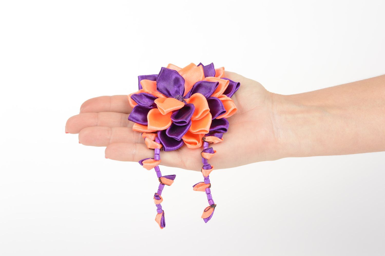 Детская заколка ручной работы заколка с цветком аксессуар для волос красивый фото 5