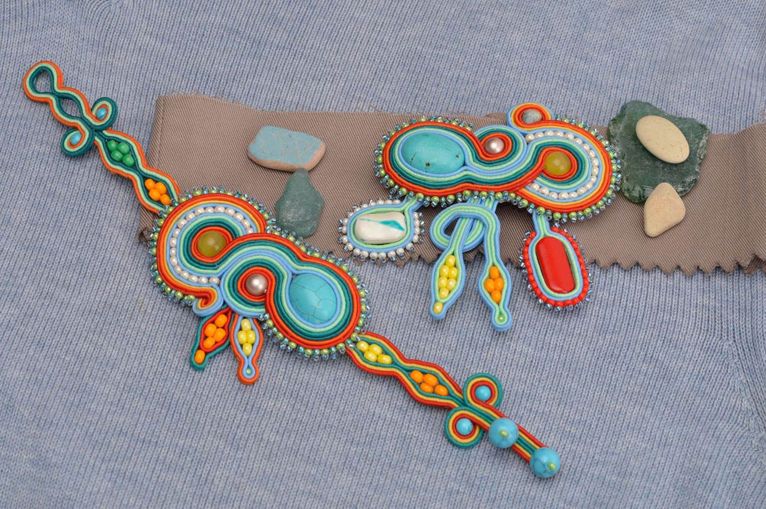 Soutache brooch handmade embroidery bracelet brooch for women jewelry present photo 1