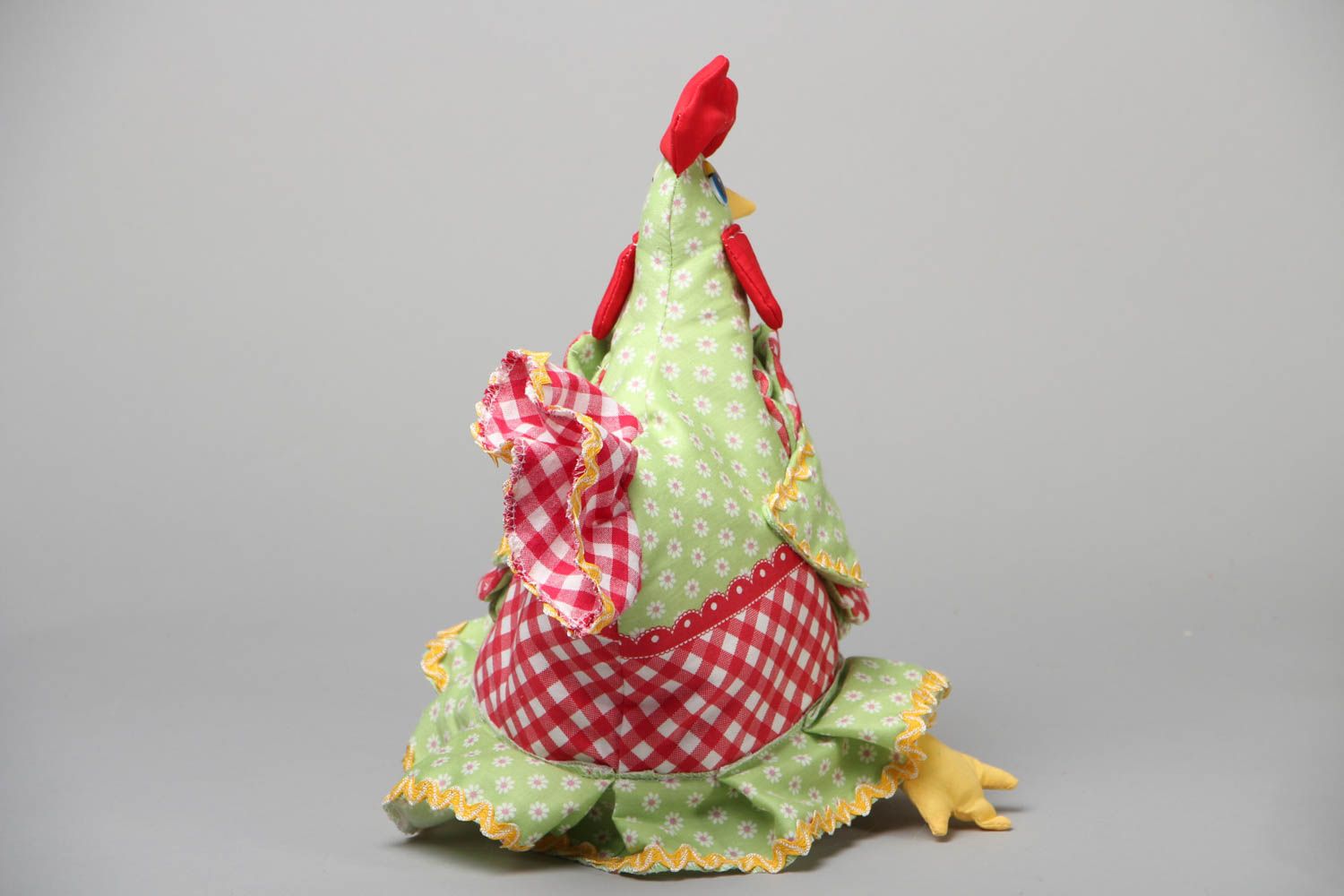Künstlerischer schöner interessanter Teekannenwärmer aus Stoff Huhn Handarbeit foto 2