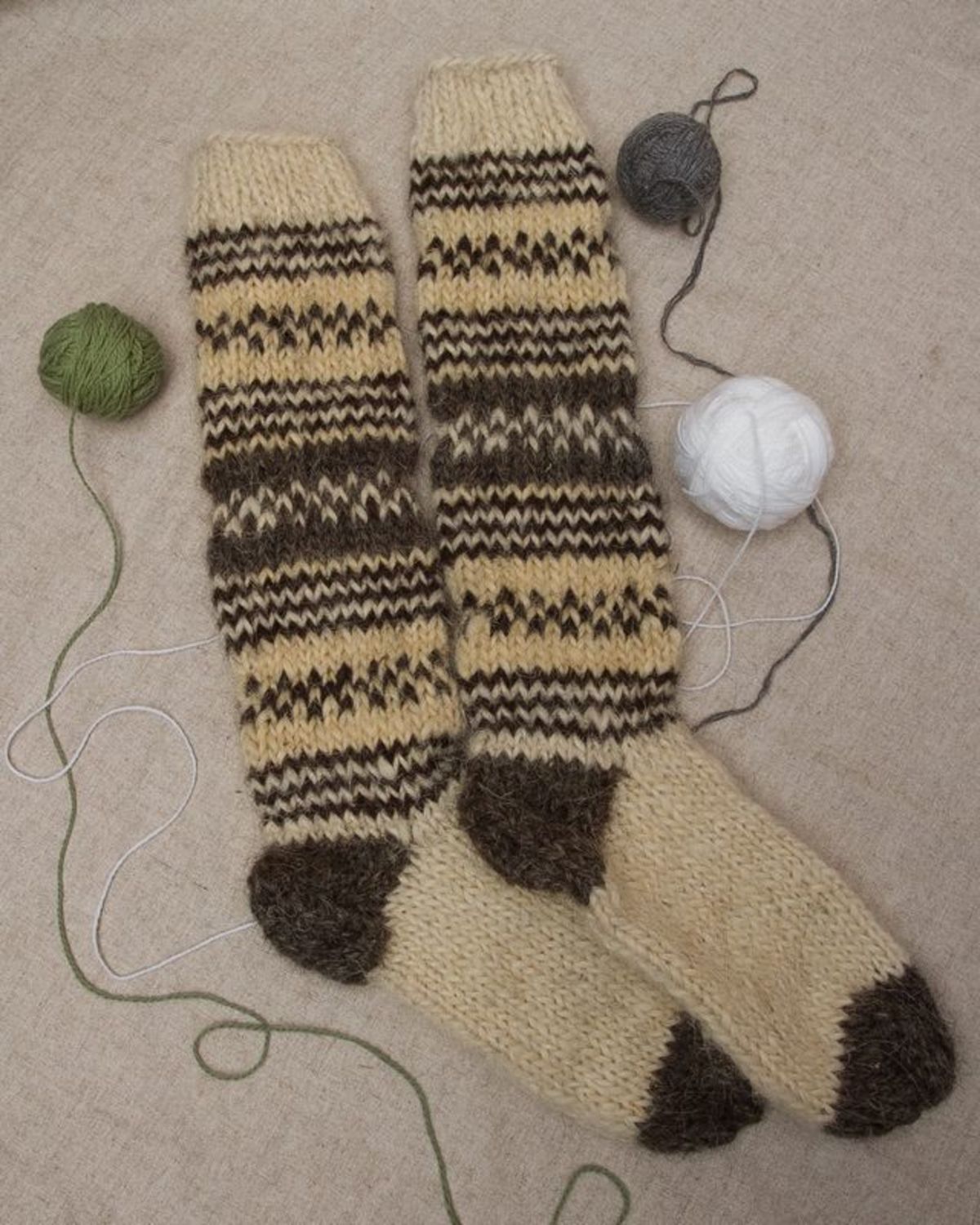 Chaussettes longues en laine tricotées photo 1