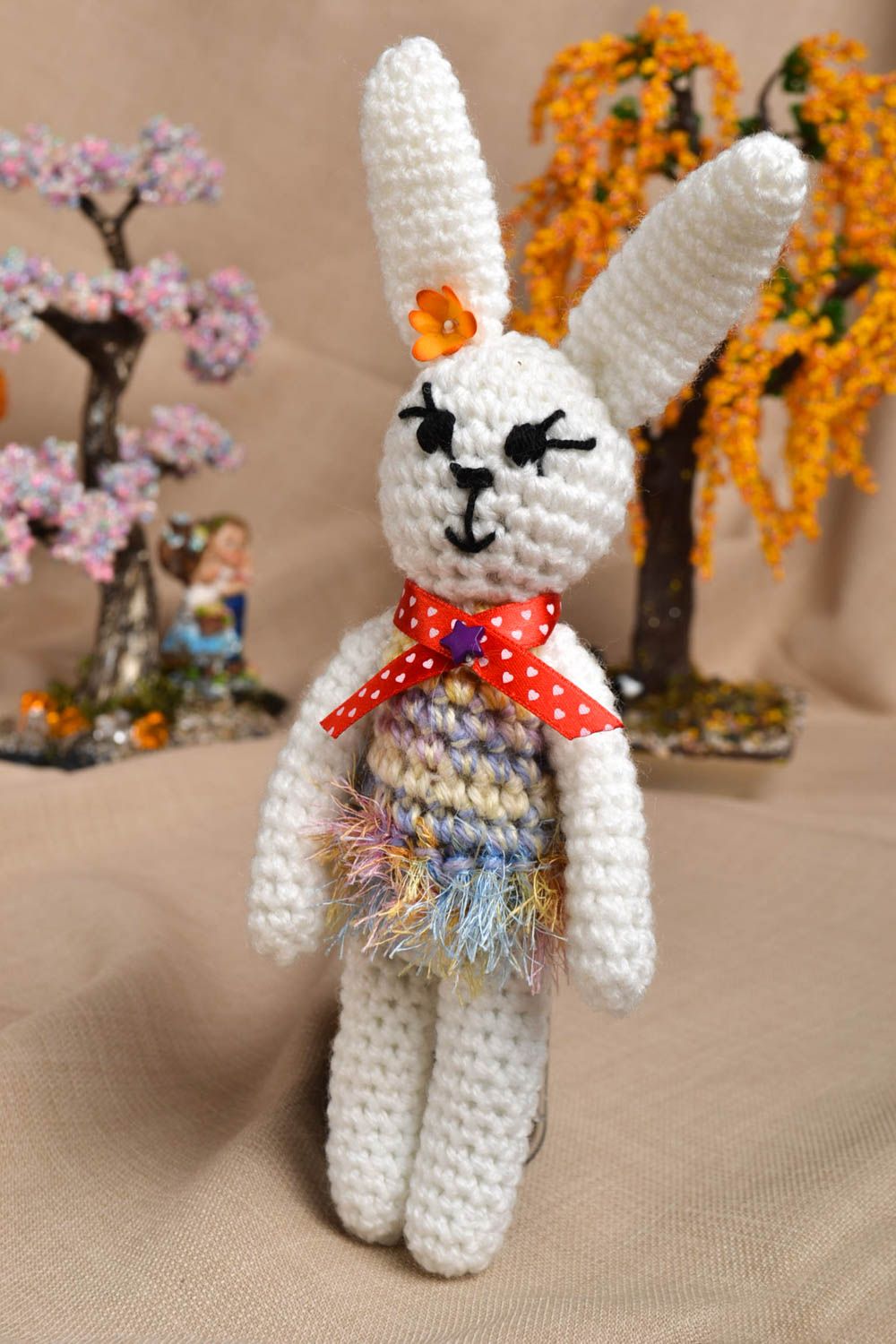 Jouet lapin fait main Peluche tricotée mignonne jolie Cadeau enfant original photo 1
