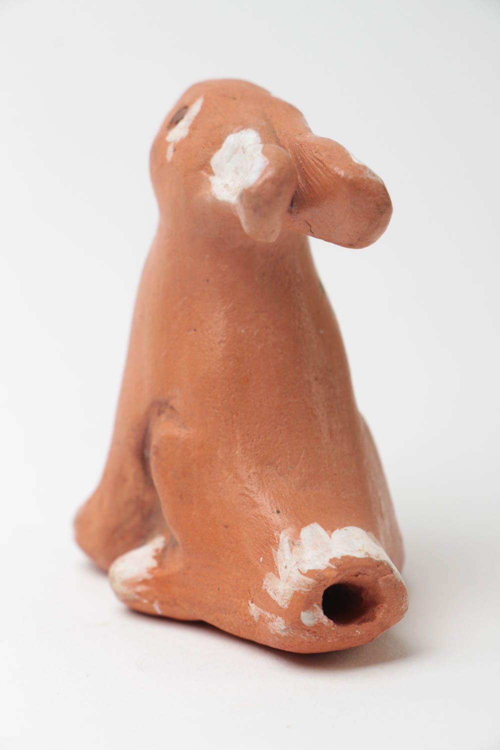 Handmade folk toy ceramic penny whistle painted ethnic musical instrument Rabbit photo 3