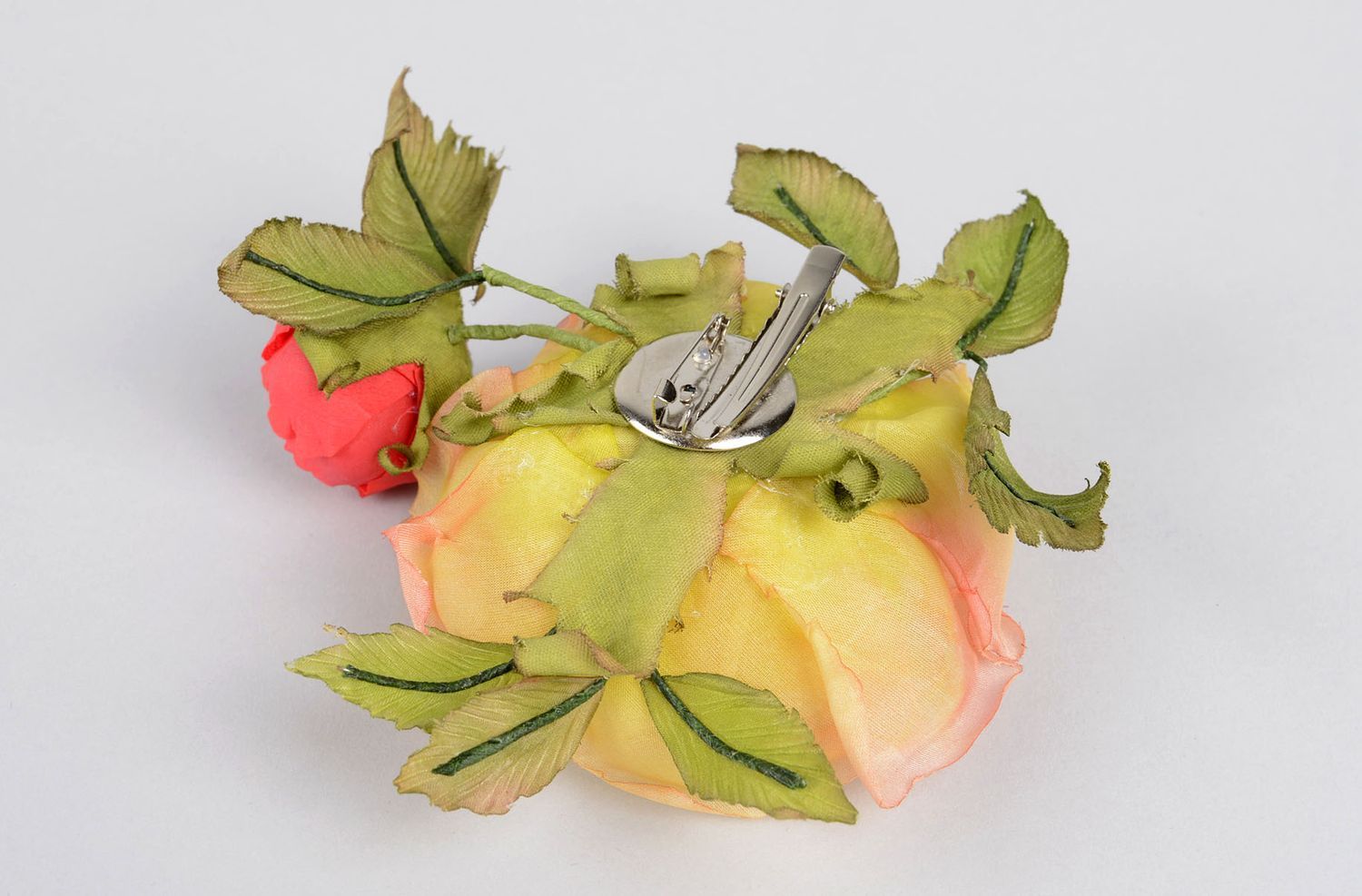 Handmade textile brooch flower brooch jewelry hair clip designer accessories photo 4