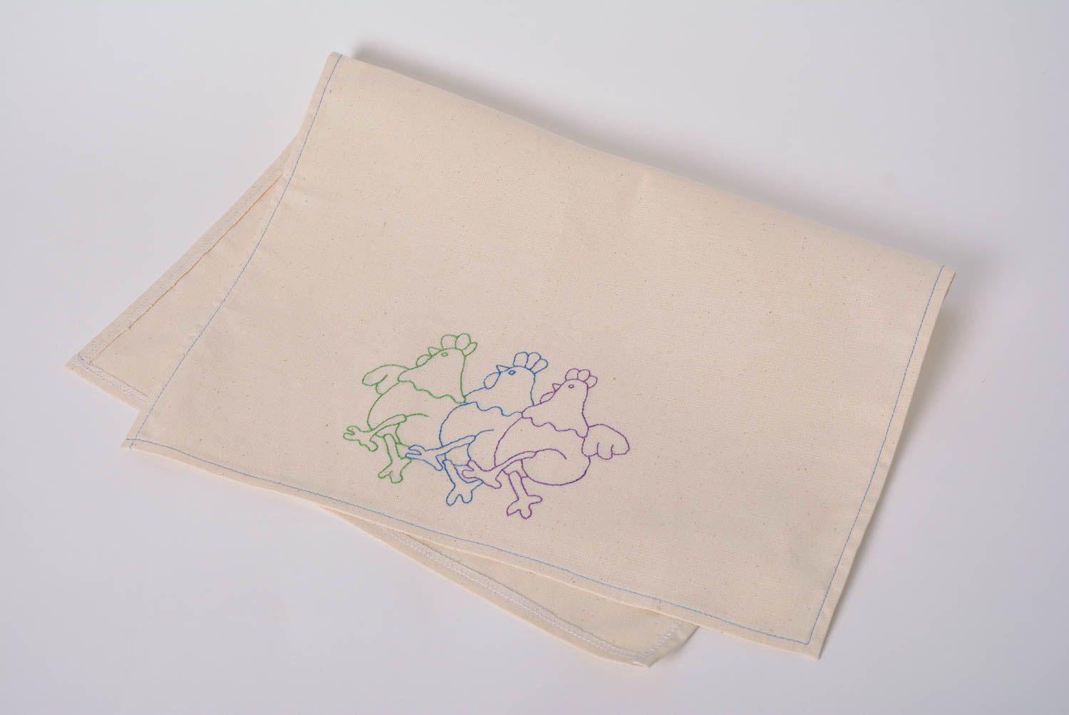Оригинальное кухонное полотенце из натуральной ткани ручной работы с вышивкой фото 1