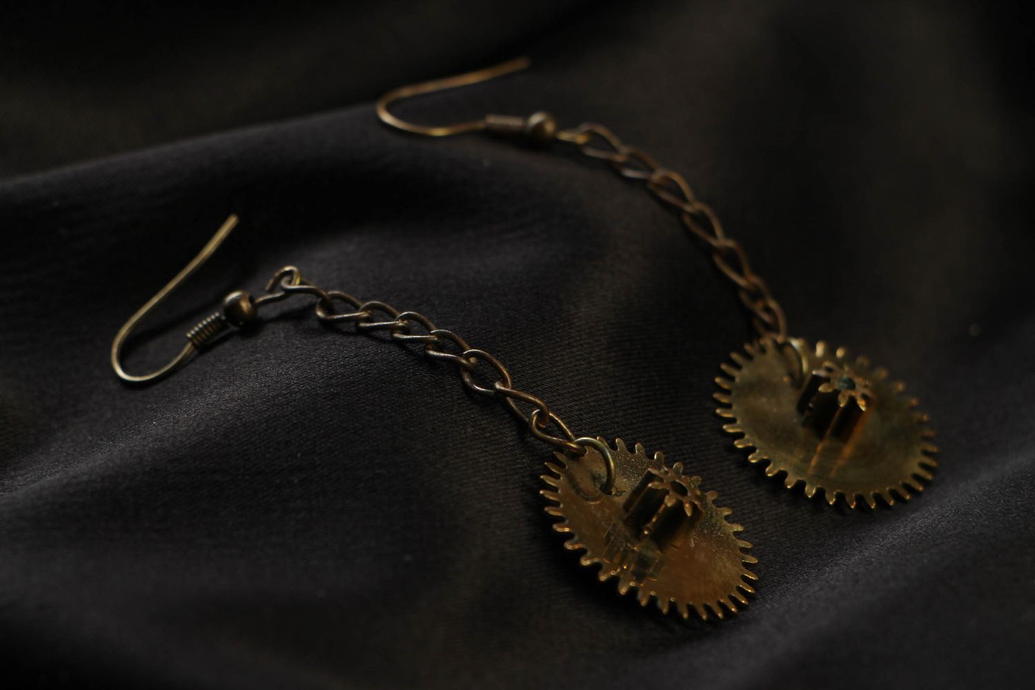 Long metal earrings in steampunk style photo 2