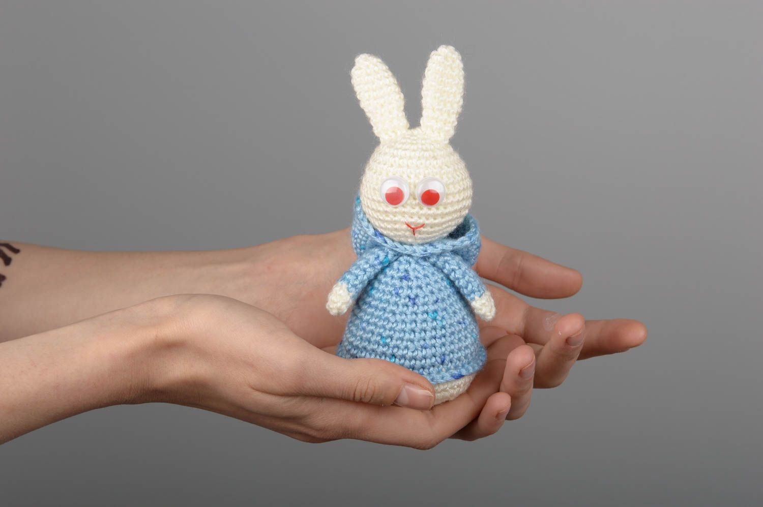 Peluche lapin Doudou fait main tricoté au crochet en coton Cadeau enfant photo 5