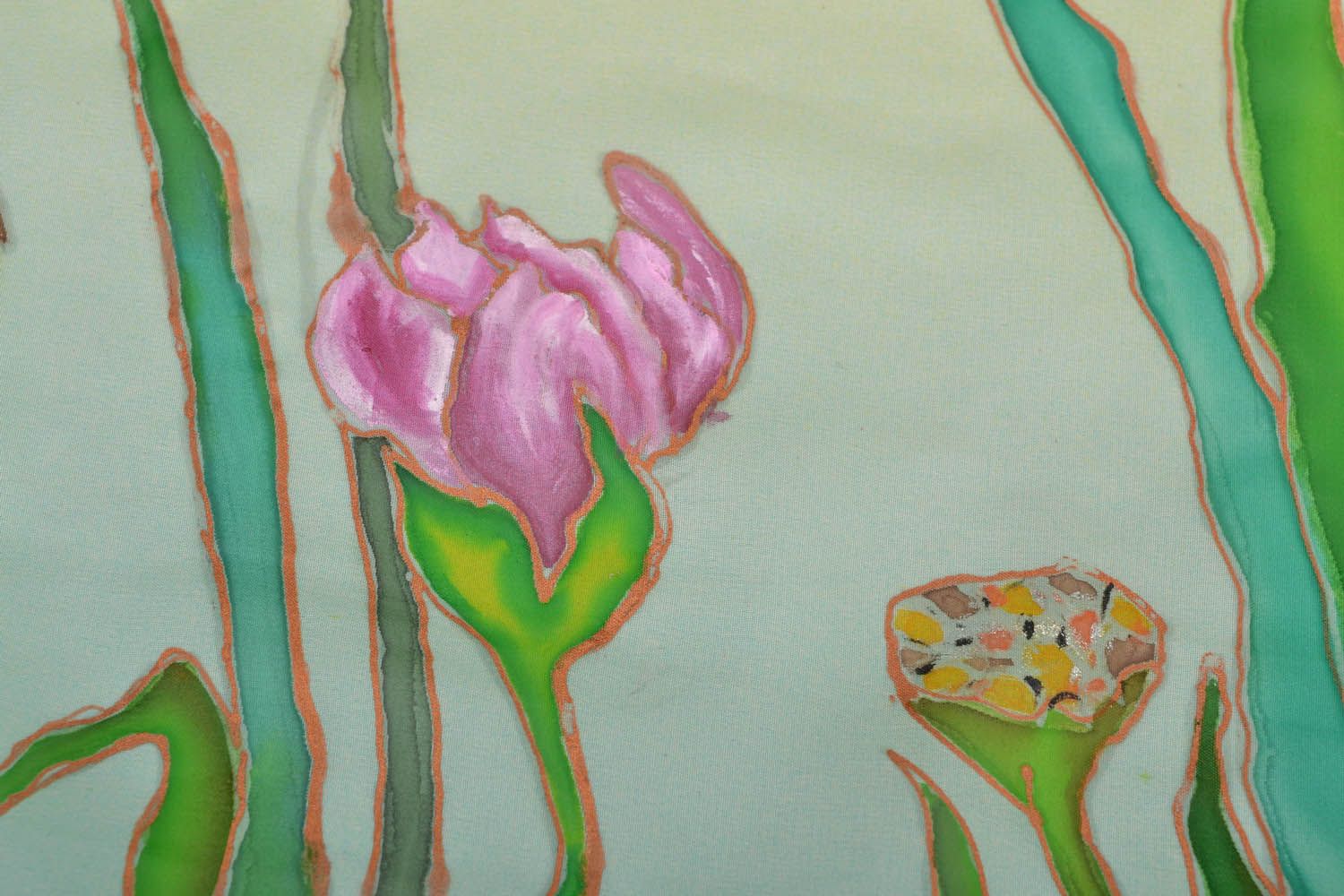 Paréo multicolore en mousseline Lotus rose fait main photo 3
