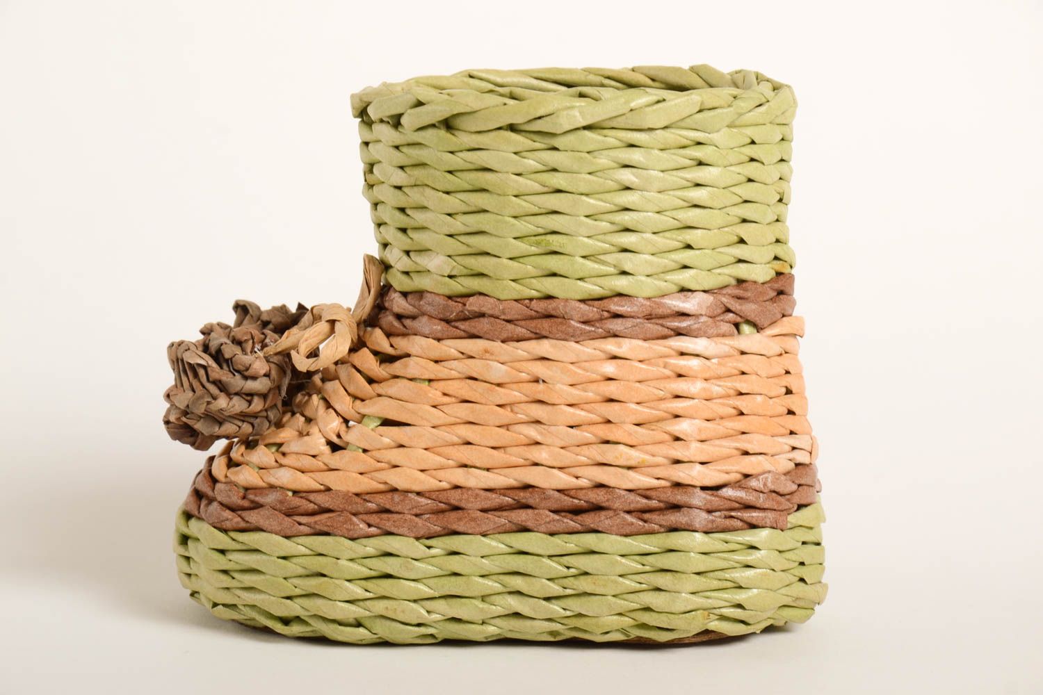 Bota para dulces hecha a mano cesta de mimbre de papel decoración de cocina  foto 2