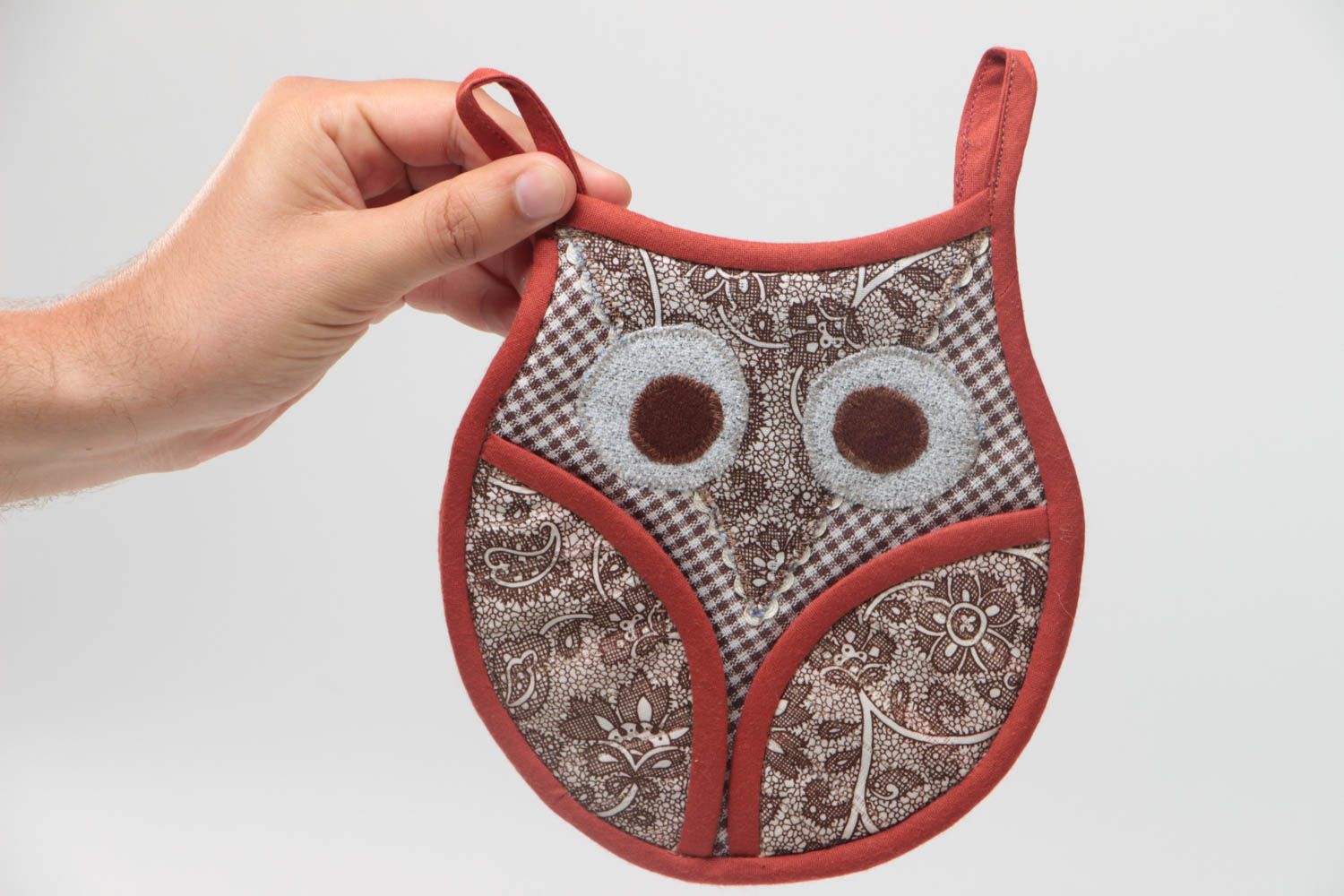 Kitchen pot holder Owl made of cotton with batting handmade kitchen decor photo 5