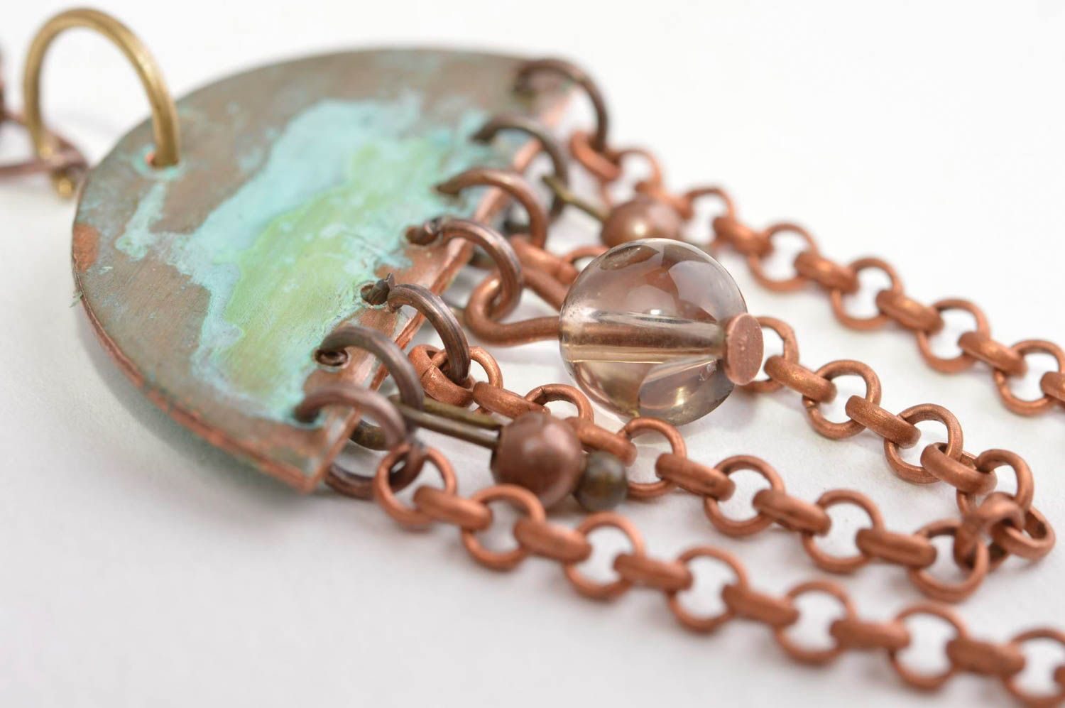 Handmade pendant designer copper accessories metal jewelry with stone photo 5