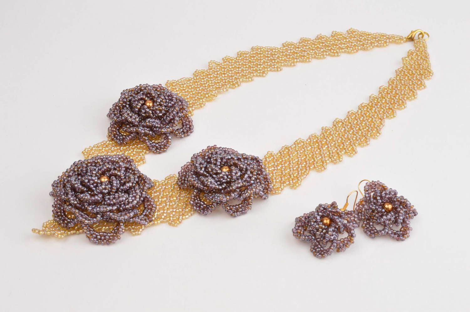 Handmade jewelry set beaded earrings beaded necklace fashion trends gift ideas photo 3