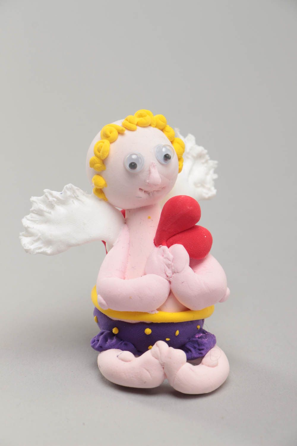 Miniature handmade souvenir polymer clay figurine of angel photo 2
