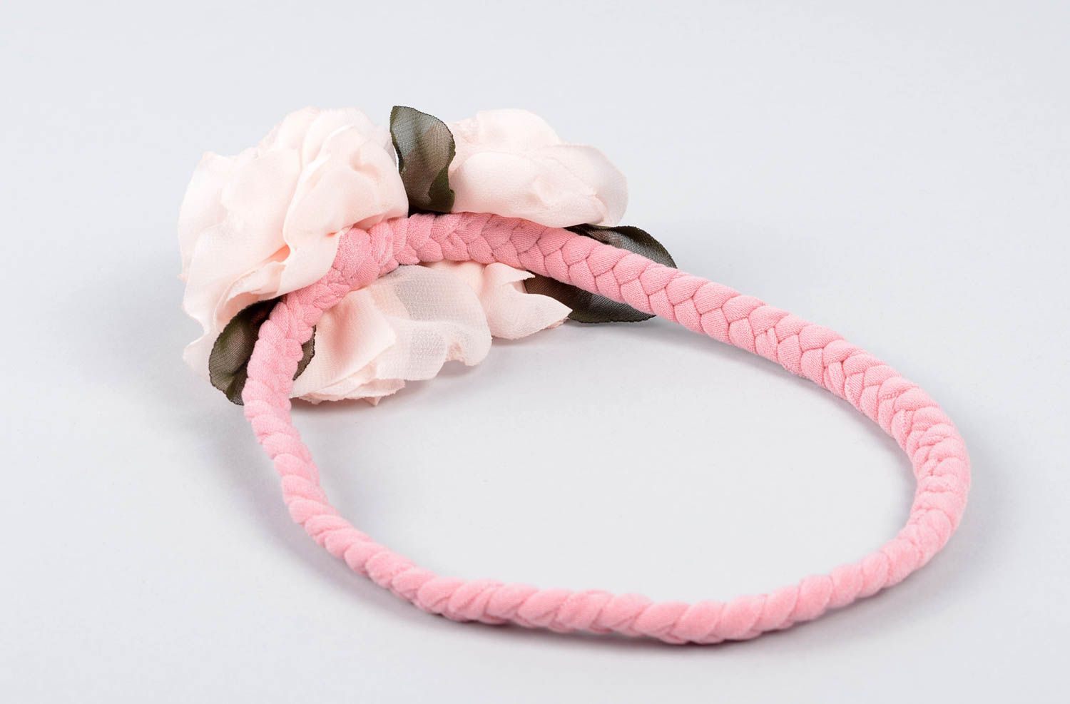 Rosa Haarband mit Blumen handmade Designer Schmuck Accessoire für Haare  foto 2