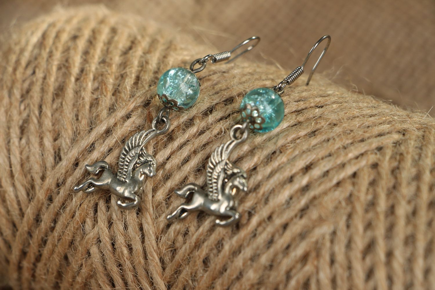 Earrings with crystal Pegasus photo 3