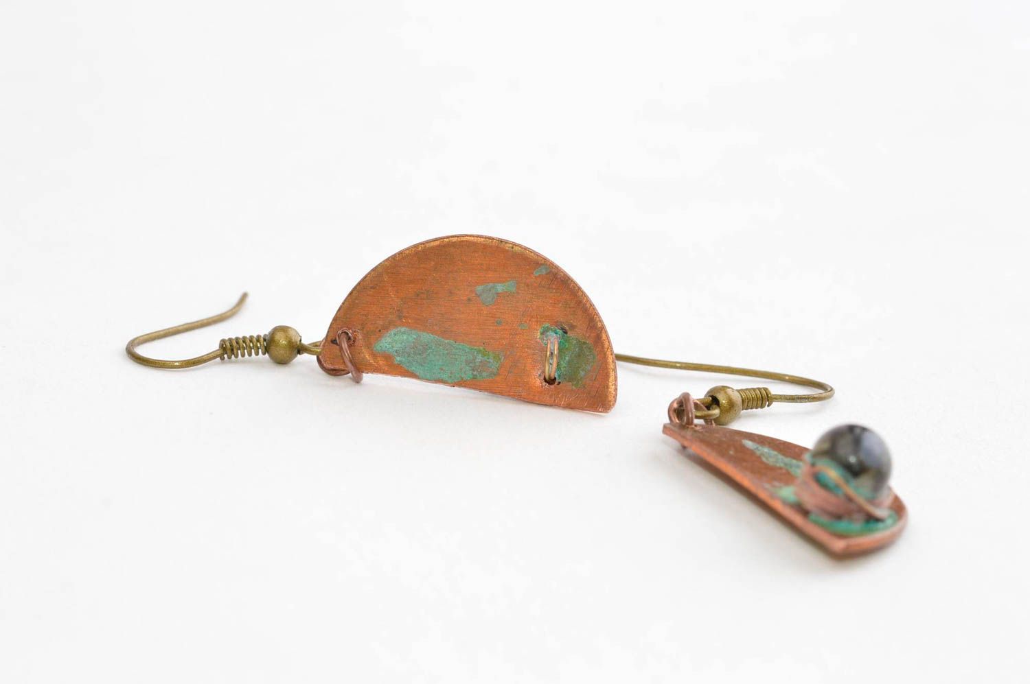 Handmade accessory copper earrings designer earrings unusual gift ideas photo 4