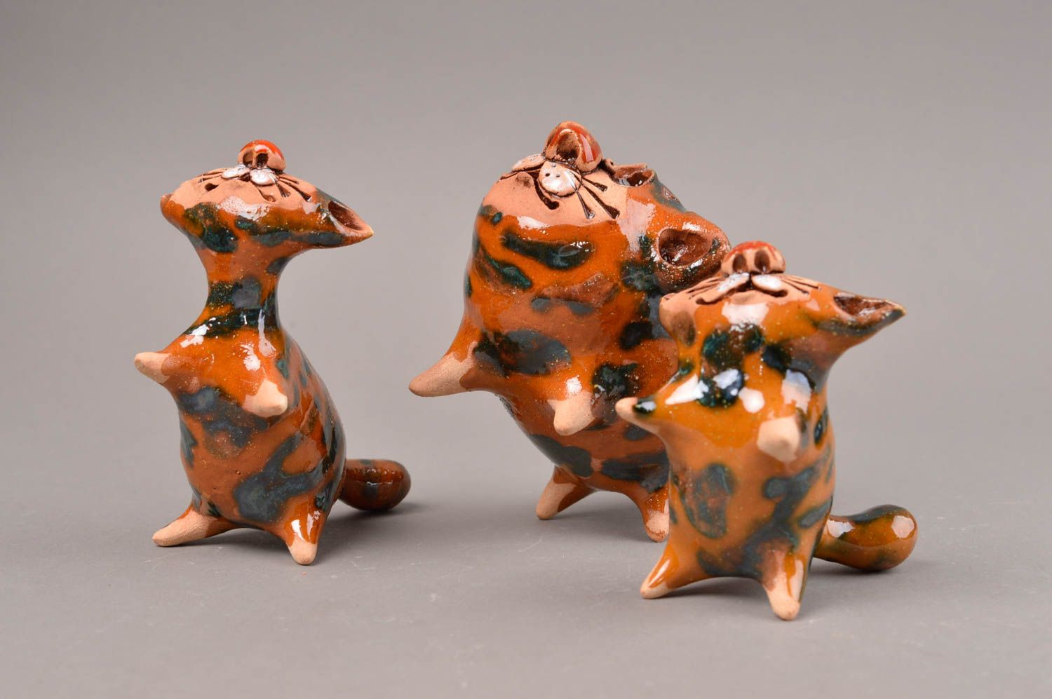 Figuren Set handgefertigt Ton Tiere Keramik Deko originelle Geschenke 3 Stück foto 5