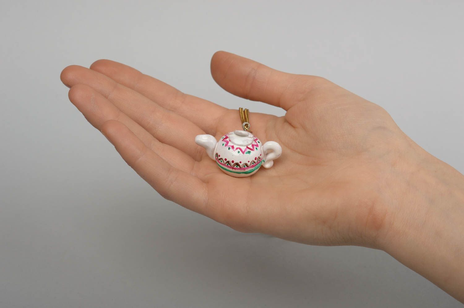 Schmuck Anhänger handmade Anhänger Geschenk für Frauen mit Kette klein Teekanne foto 1