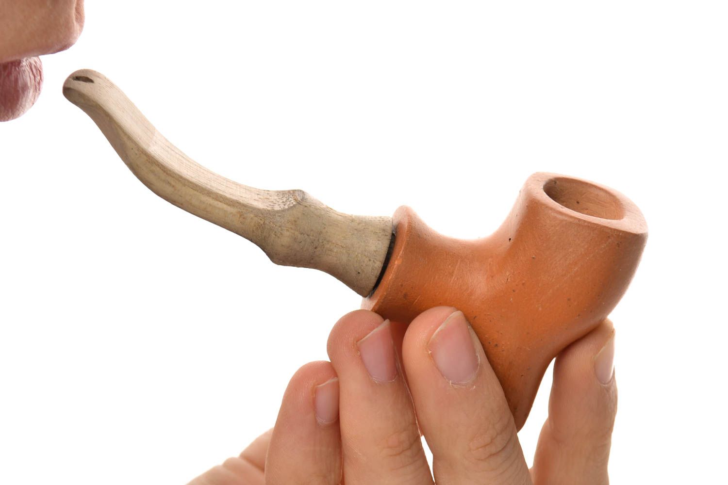 Pipa de arcilla artesanal con boquilla accesorio para fumar tabaco pipa de barro foto 1
